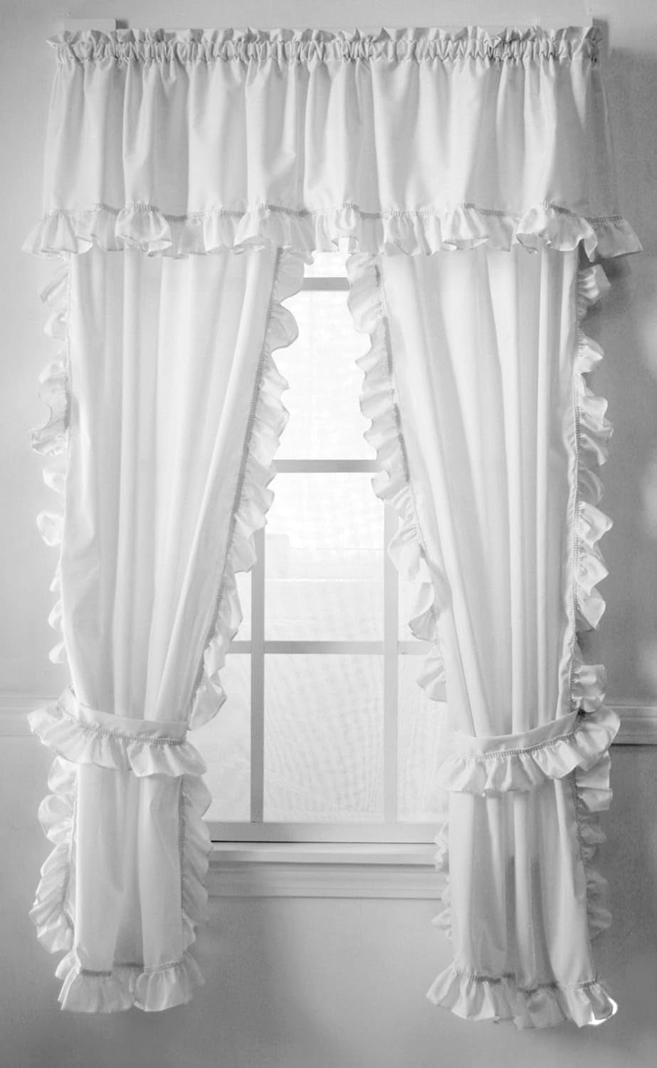 The Curtain Shop Classic White Cape Cod Ruffle 54 Panel Pair  Ellis   