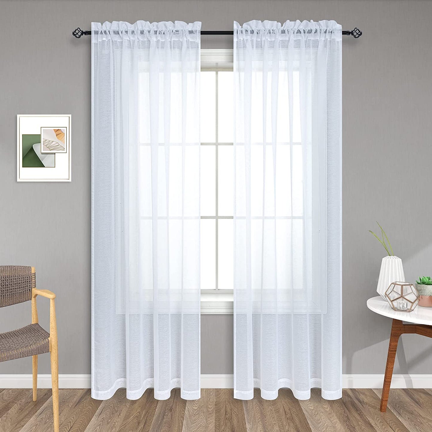 Terracotta Curtains 84 Inch Length for Living Room 2 Panel Sets Rod Pocket Sheer Curtains for Living Room Rust Burnt Orange Red  PITALK TEXTILE White 52X120 