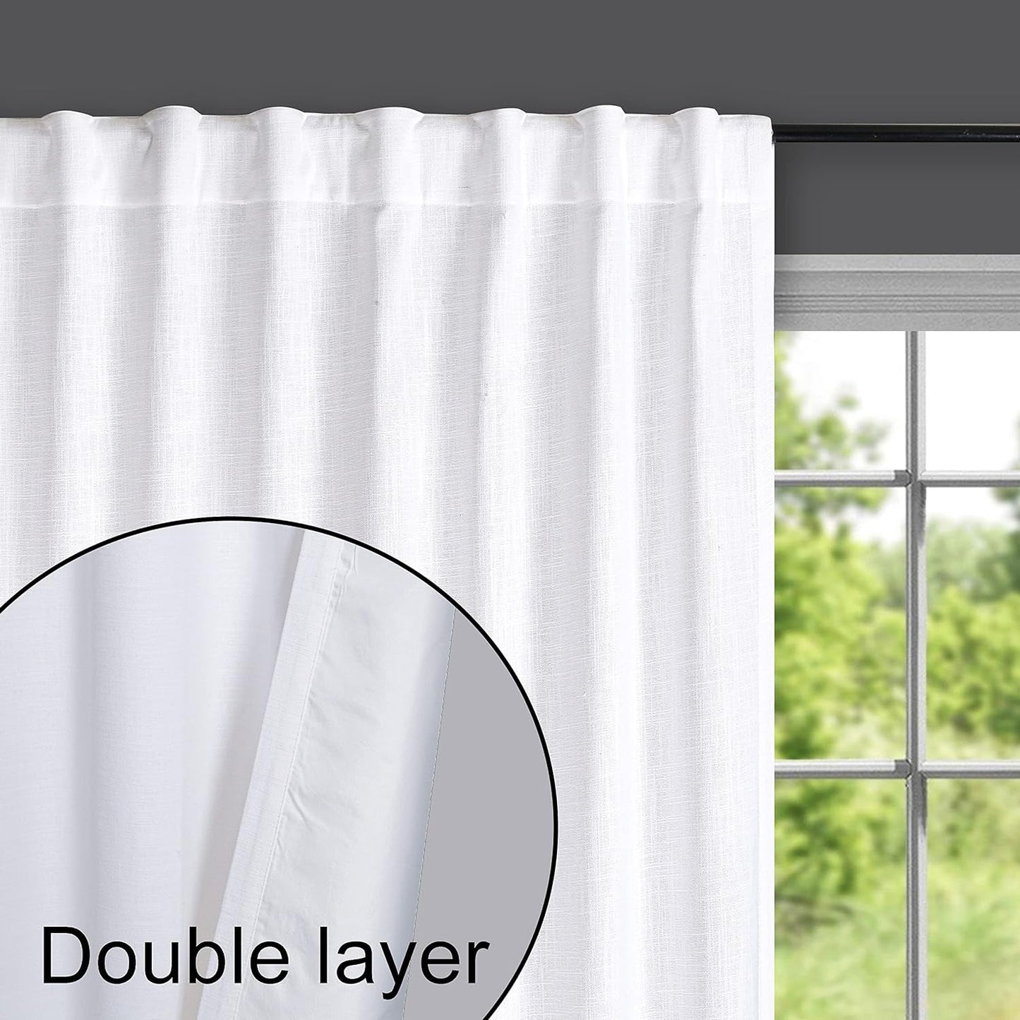 Bedding Craft White Curtains,White Cotton Curtains,Curtains, White Curtain,Curtains & Drapes,White Cotton Curtains, Drapes,White Curtains 96 Inches Long & 50" Wide with Texo Lining_Double Layer