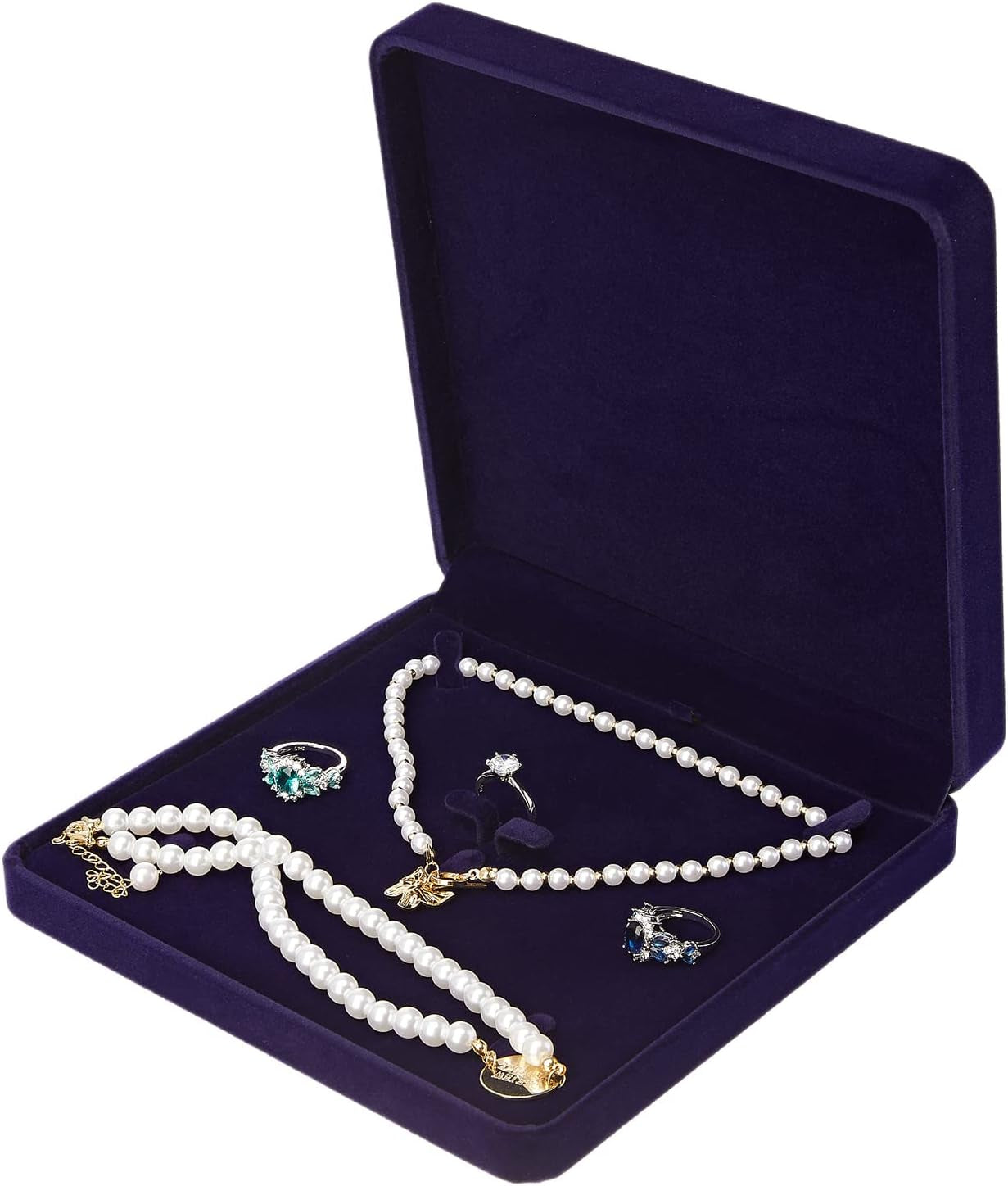 LETURE Velvet Jewelry Set Box, Velvet Gift Box for Bracelet Necklace Earring Ring (Red)