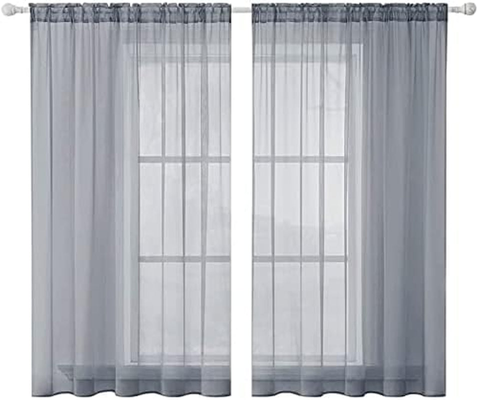 MIULEE White Sheer Curtains 96 Inches Long Window Curtains 2 Panels Solid Color Elegant Window Voile Panels/Drapes/Treatment for Bedroom Living Room (54 X 96 Inches White)  MIULEE Dark Grey 54''W X 45''L 