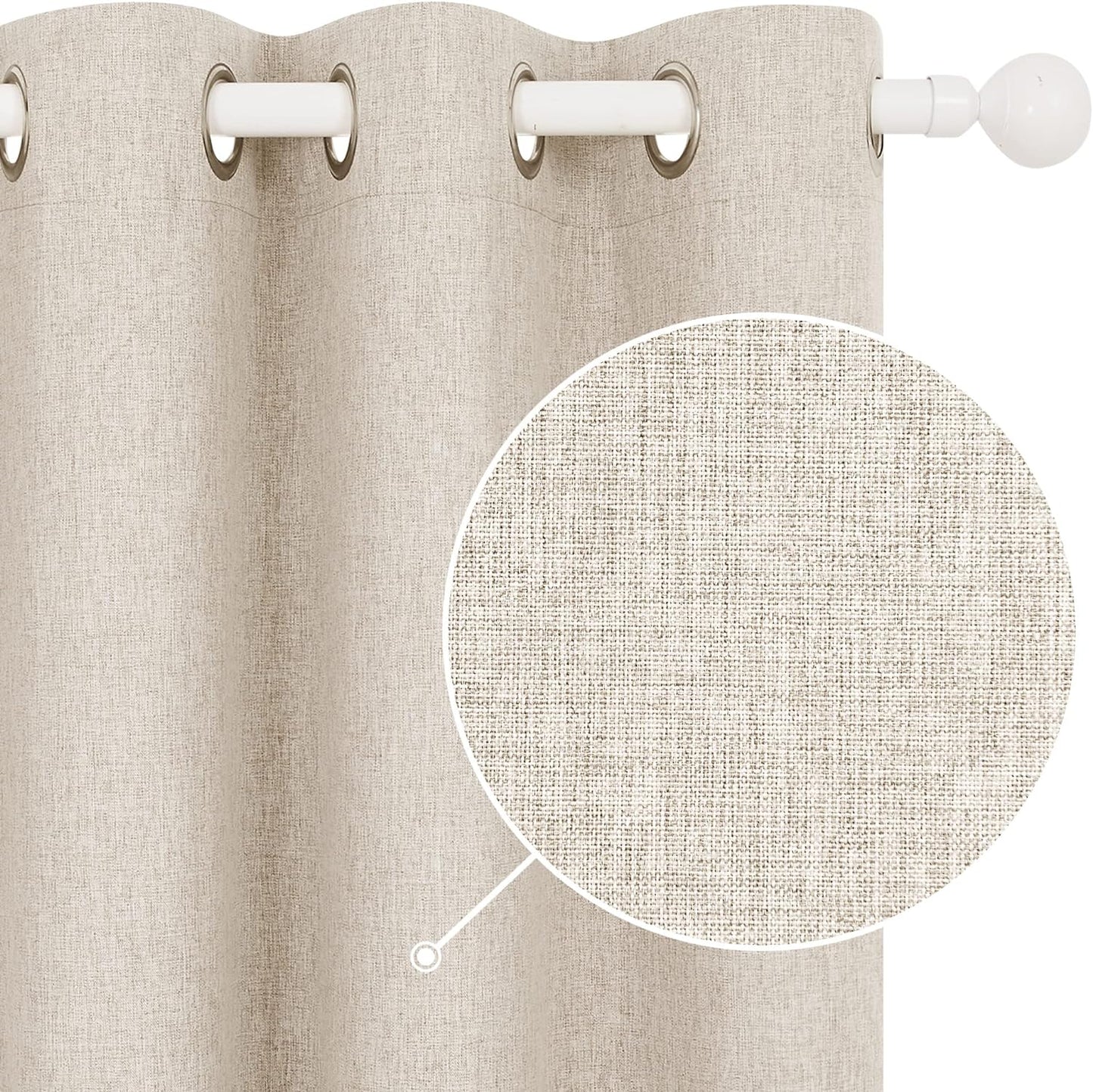 Deconovo Faux Linen Total Blackout Curtains 63 Inches Length, Light Blue, Grommet Thermal Insulated Curtain, Noise Reduction Draperies for Bedroom Living Room, 52" W X 63" L, 1 Pair  DECONOVO Khaki 42Wx96L Inch 