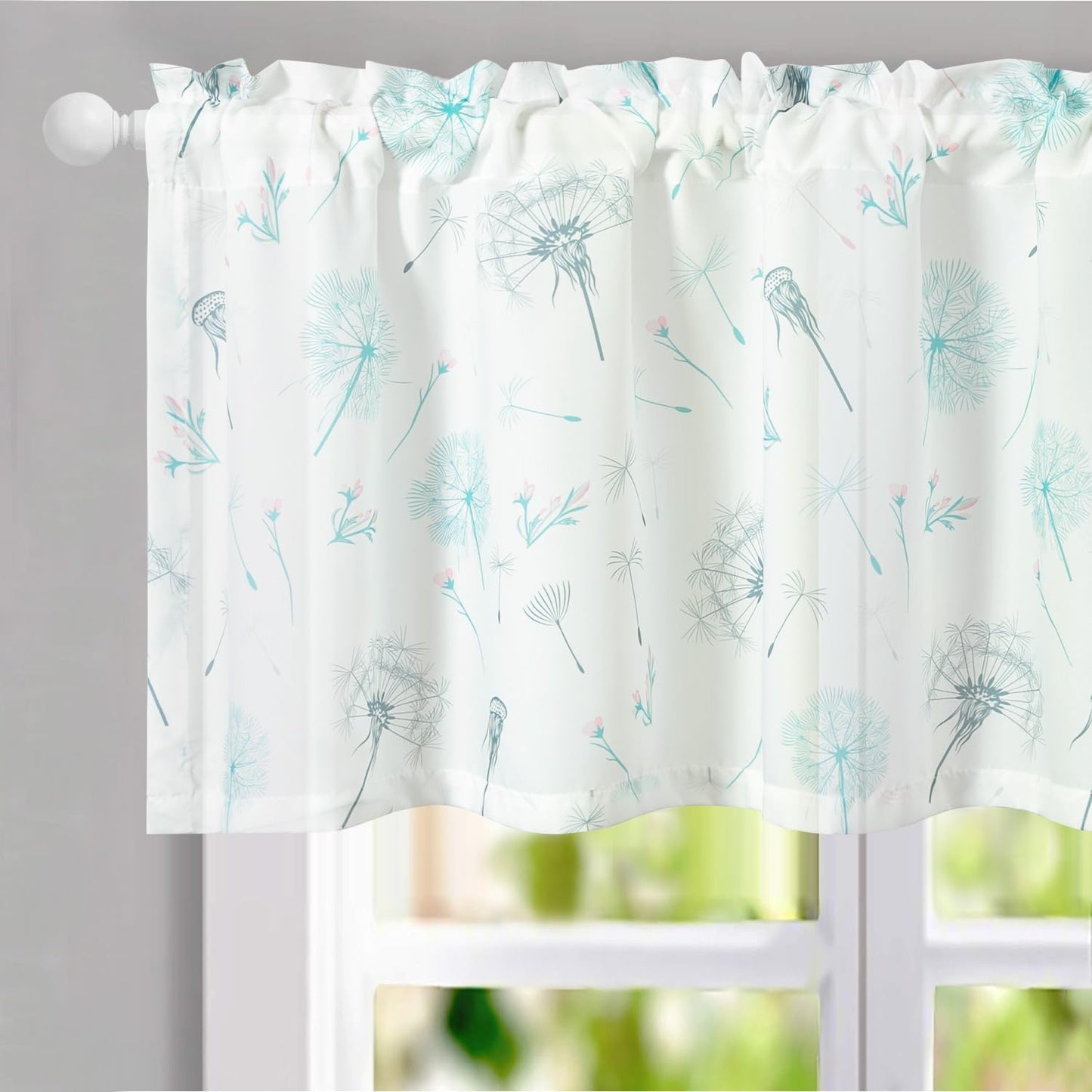 VOGOL Colorful Floral Print Tier Curtains, 2 Panels Smooth Textured Decorative Cafe Curtain, Rod Pocket Sheer Drapery for Farmhouse, W 30 X L 24  VOGOL Mn008 W52 X L18 