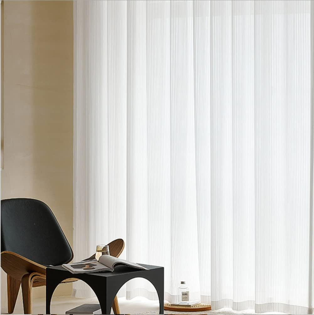 Dothedrape Stripe White Sheer Curtains Window Treatment Pinch Pleated Voile Curtain Panels for Kitchen, Bedroom and Living Room (50 X 90 Inches Long, 1 Panel)  DotheDrape   