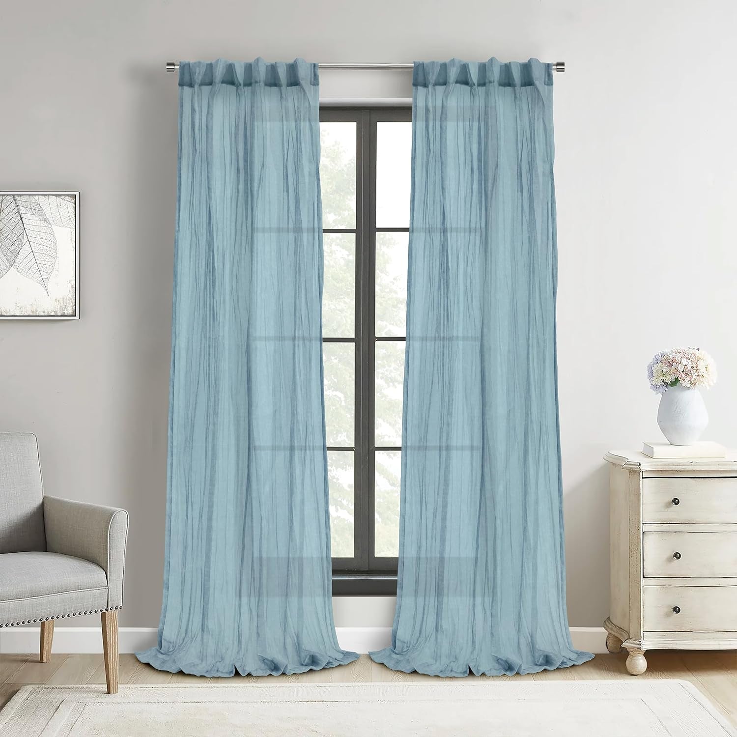 Richmark International Paloma Sheer Dual Header Curtain Panel 52 X 95 in Apricot  Commonwealth Home Fashions Blue 52" X 108" 