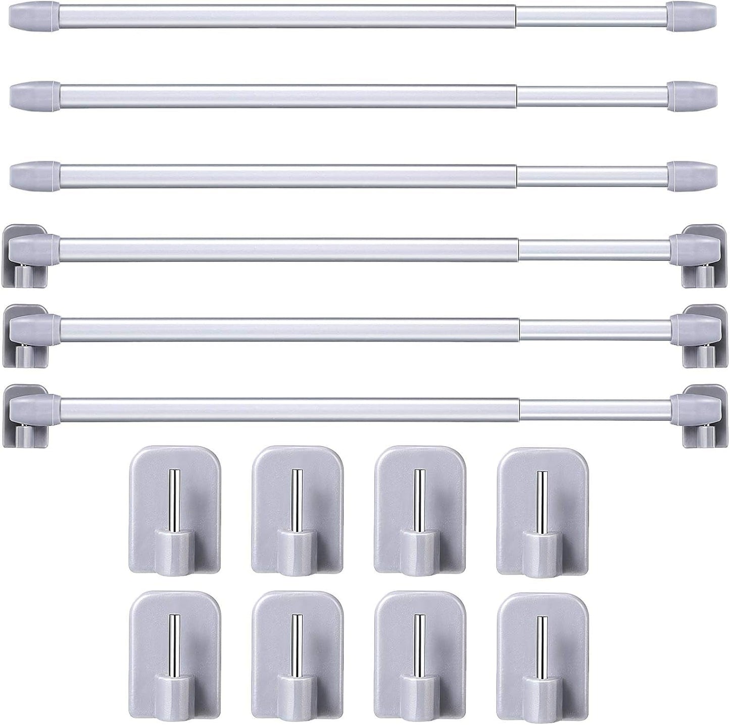 Adjustable Plastic Curtain Rod 15.7-27.5 Inch Self Adhesive Shower Curtain Rods for Window Cupboard Bars Tension Rods Drill Less Curtain Accessories for Home Bathroom Hotel(White, 2 Pieces)