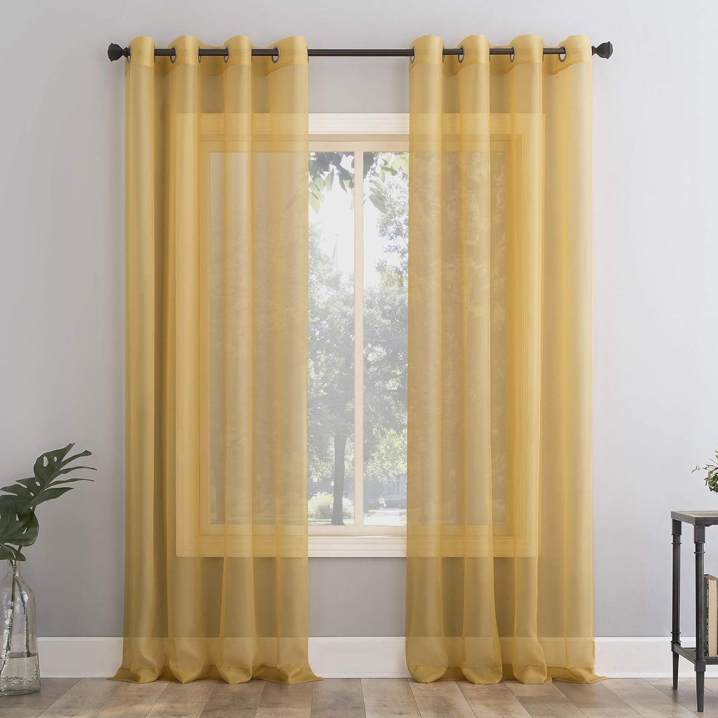No. 918 Emily Sheer Voile Grommet Curtain Panel, 59" X 95", White  No. 918 Curry Yellow Curtain Panel 59" X 84"