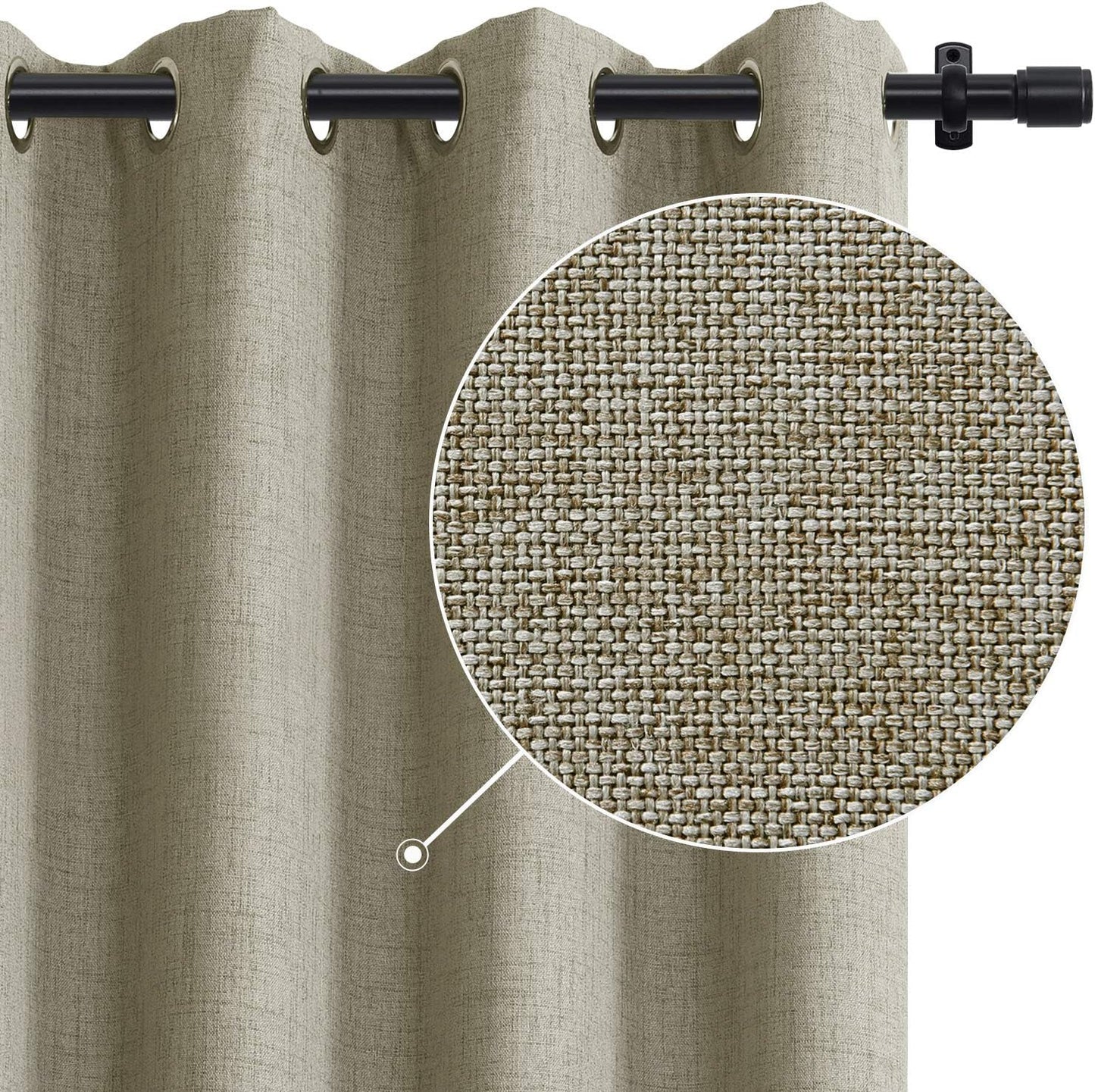 Rose Home Fashion Sliding Door Curtains, Primitive Linen Look 100% Blackout Curtains, Thermal Insulated Patio Door Curtains-1 Panel (W100 X L84, Grey)  Rose Home Fashion Natural W50 X L63|1 Panel 