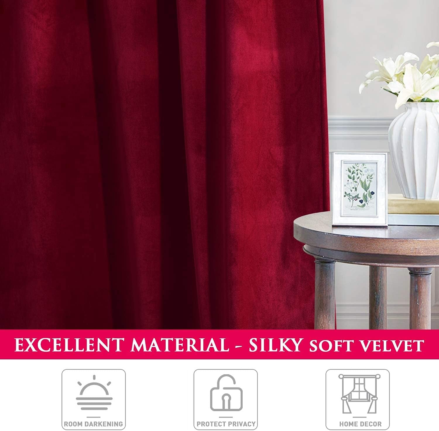Stangh Theater Red Velvet Curtains - Super Soft Velvet Blackout Insulated Curtain Panels 84 Inches Length for Living Room Holiday Decorative Drapes for Master Bedroom, W52 X L84, 2 Panels  StangH   