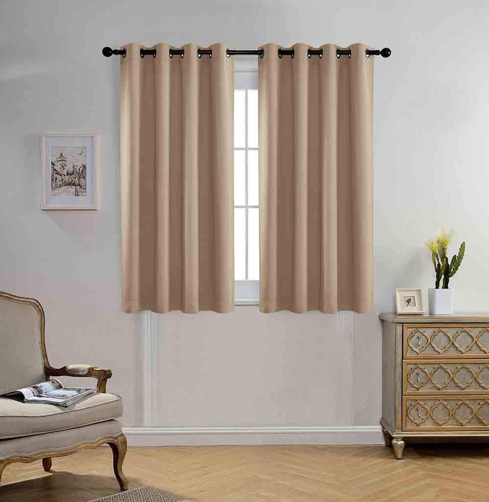 MIUCO Blackout Curtains Room Darkening Curtains Textured Grommet Curtains for Window Treatment 2 Panels 52X63 Inch Long Teal  MIUCO Taupe 52X63 Inch 