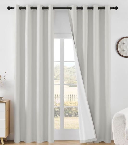 Joydeco 100% Blackout Curtains for Bedroom, Black Out Curtains 90 Inch Long, Ivory White Curtains for Living Room Window Thermal Insulated Drapes(W52 X L90 Inch, Ivory)  Joydeco 100 Blackout | Ivory White 52W X 72L Inch X 2 Panels 
