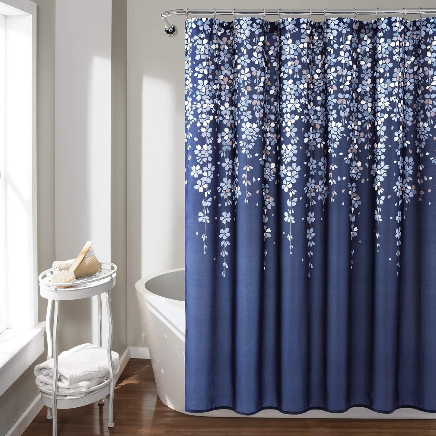 Lush Decor Weeping Flower Shower Curtain, 72" X72", Gray