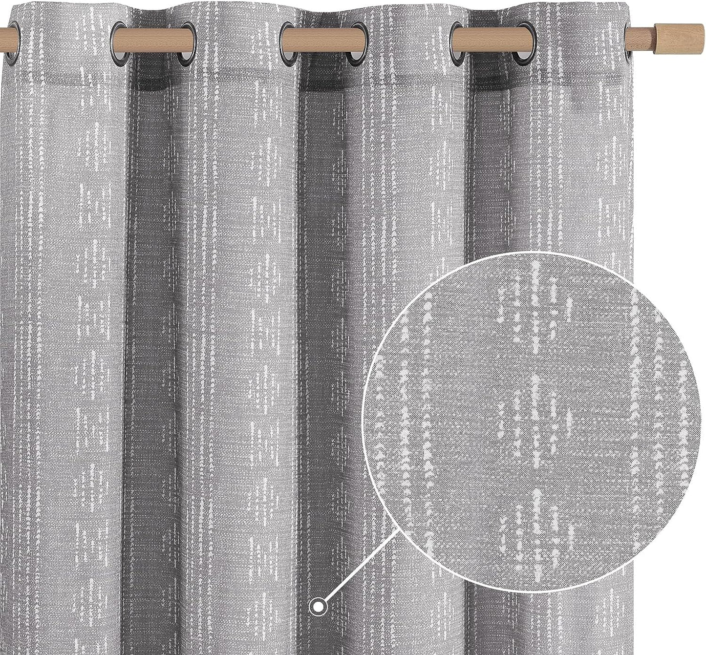 Jinchan Boho Curtains Linen Sliding Patio Door Curtains 84 Inches Long 1 Panel Divider Drapes Extra Wide Black Farmhouse Curtains for Living Room Geometric Striped Light Filtering Grommet Curtains  CKNY HOME FASHION Boho| Grey W52 X L63 