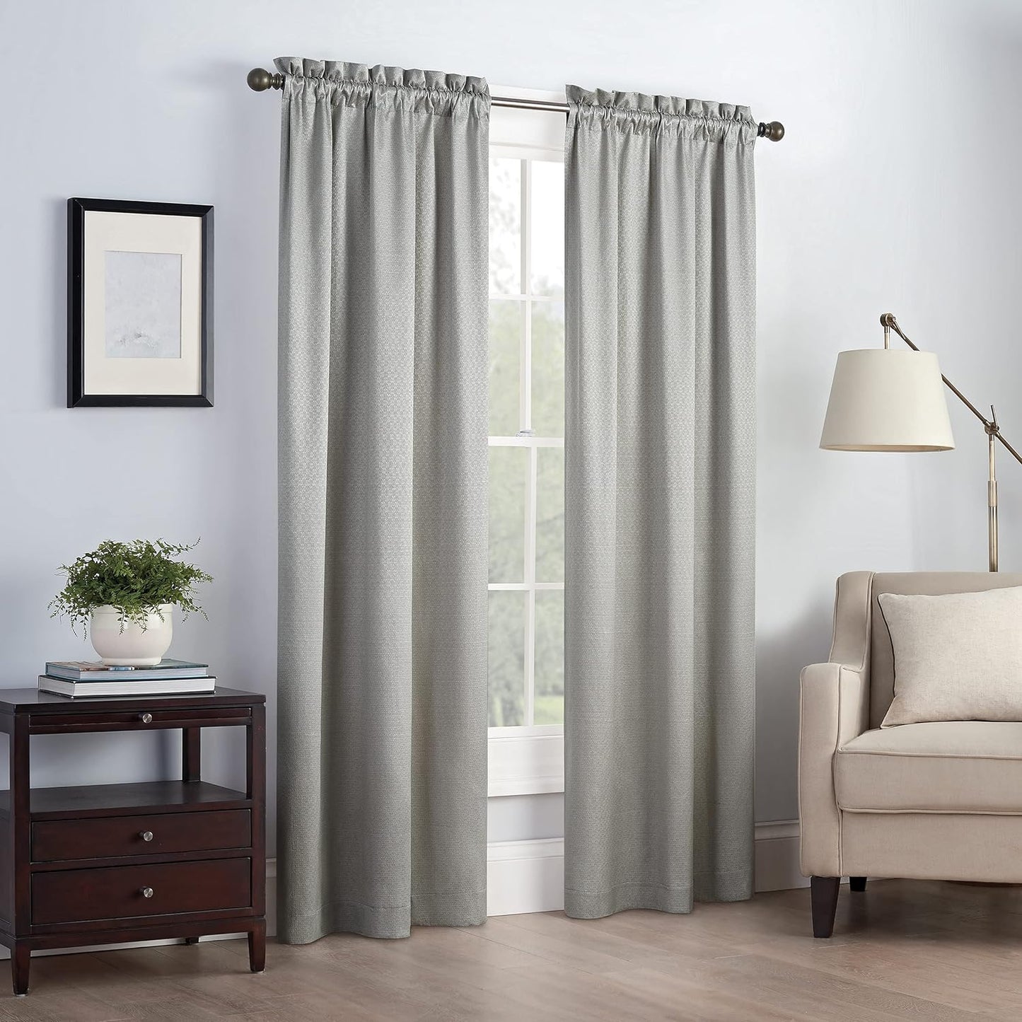Eclipse Canova Thermal Insulated Single Panel Rod Pocket Darkening Curtains for Living Room, 42 in X 63 In, CHARCOAL  Keeco LLC Grey 42" X 84" 