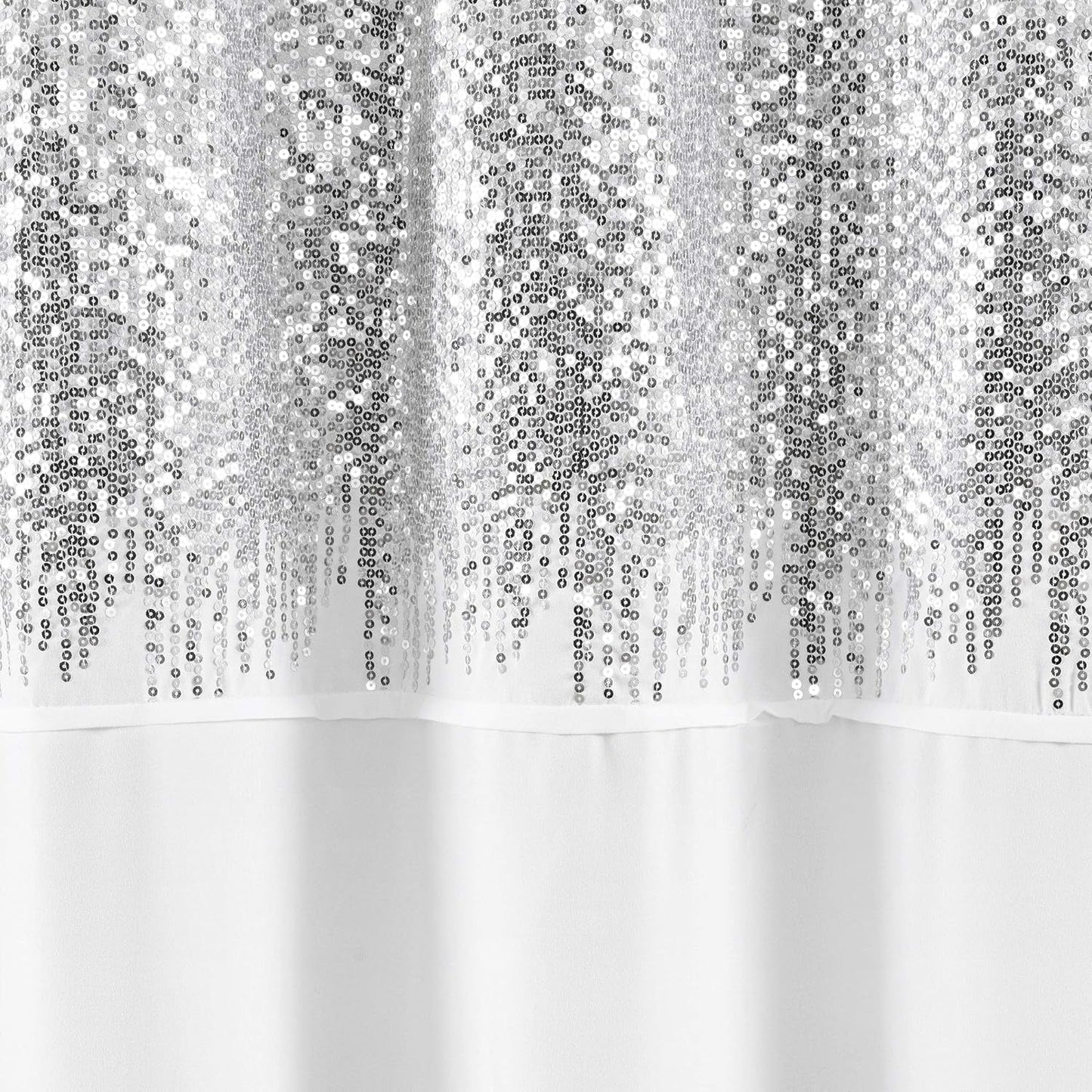 Lush Decor 1 Shimmer Sequins Shower Curtain | Chic Sparkle Design for Bathroom, 70” X 72”, Silver and White, 70" X 72"
