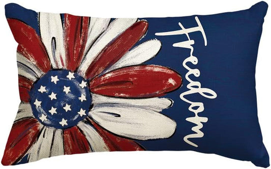 AVOIN Colorlife 4Th of July Freedom Throw Pillow Cover, 12 X 20 Inch Patriotic Memorial Day America Stars Blue Cushion Case for Sofa Couch