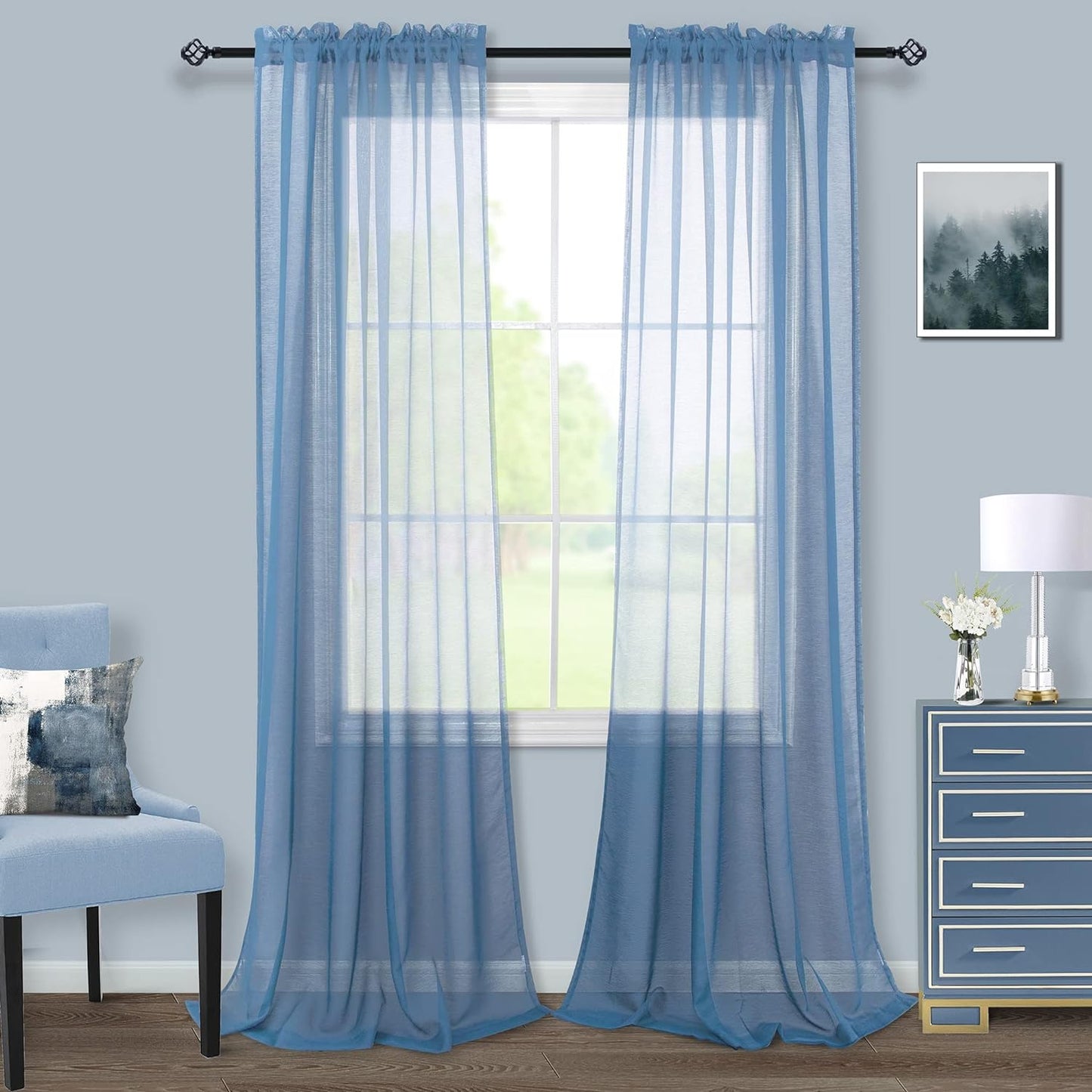 Terracotta Curtains 84 Inch Length for Living Room 2 Panel Sets Rod Pocket Sheer Curtains for Living Room Rust Burnt Orange Red  PITALK TEXTILE Dusty Blue 52X120 