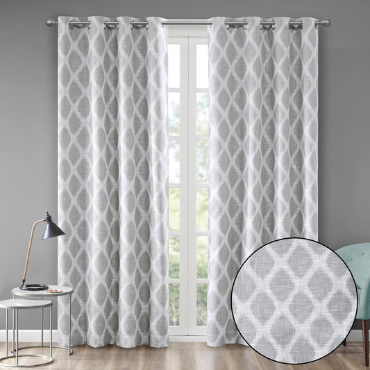 Sun Smart Blakesly Blackout Curtains Patio Window, Ikat Print, Grommet Top Living Room Decor, Living Room Decor, Thermal Insulated Light Blocking Drape for Bedroom and Apartments, 50" X 84", Grey  E&E Co. Ltd DBA JLA Home Grey 84"X50" 