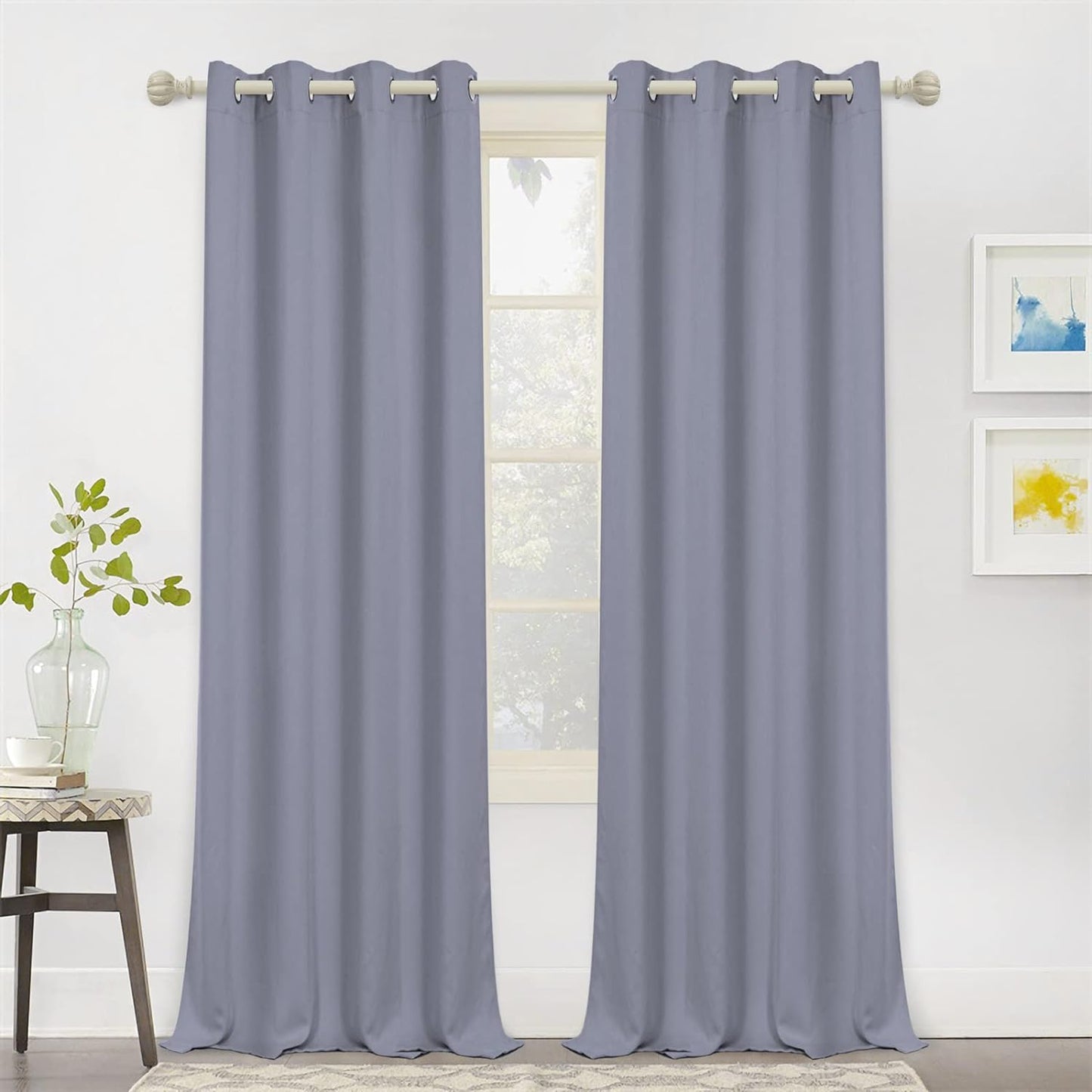 MYSKY HOME Black Curtains for Bedroom 90 Inch Long Blackout Curtains for Living Room 2 Panels Thermal Insulated Grommet Room Darkening Curtains Privacy Protect Window Drapes, 52 X 90 Inches, Black  MYSKY HOME Grey 52W X 95L 