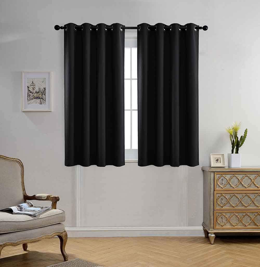 MIUCO Blackout Curtains Room Darkening Curtains Textured Grommet Curtains for Window Treatment 2 Panels 52X63 Inch Long Teal  MIUCO Black 52X63 Inch 