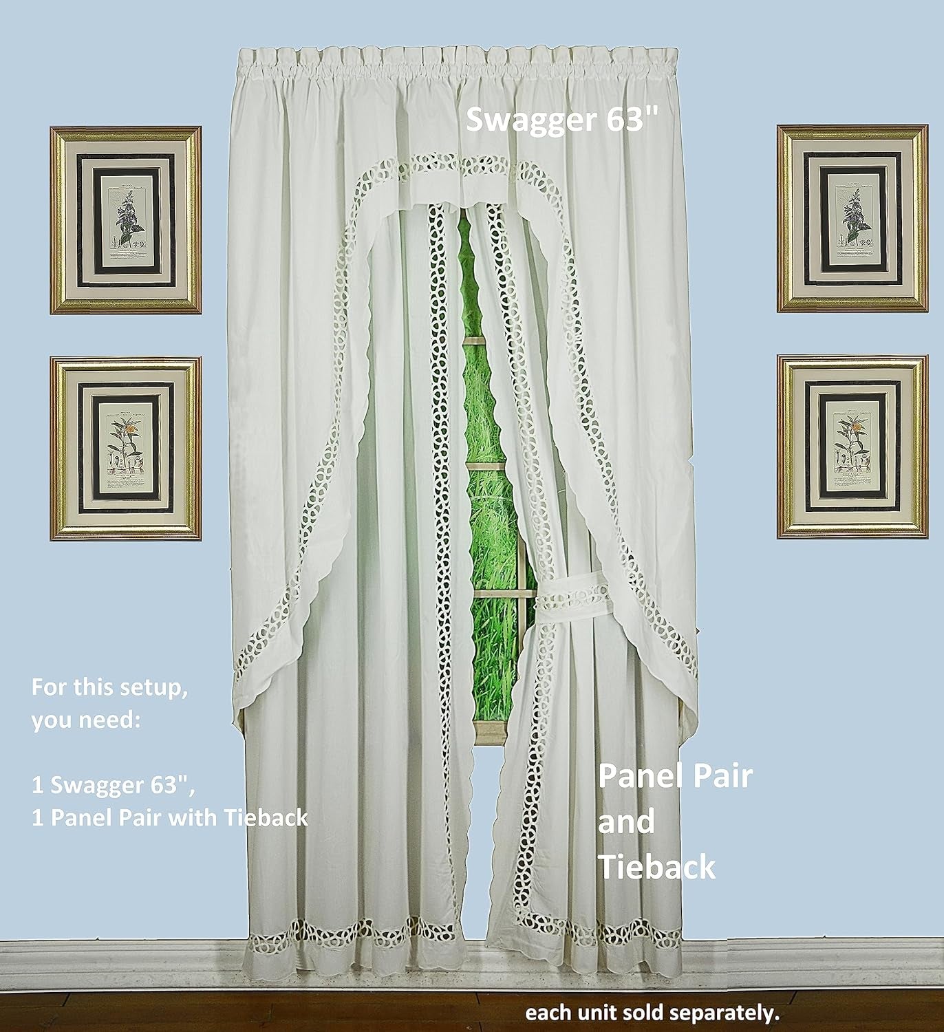 Today'S Curtain Hellina Tapework Window Swagger, 63-Inch, White - Hellina CA1800K  Today's Curtain   
