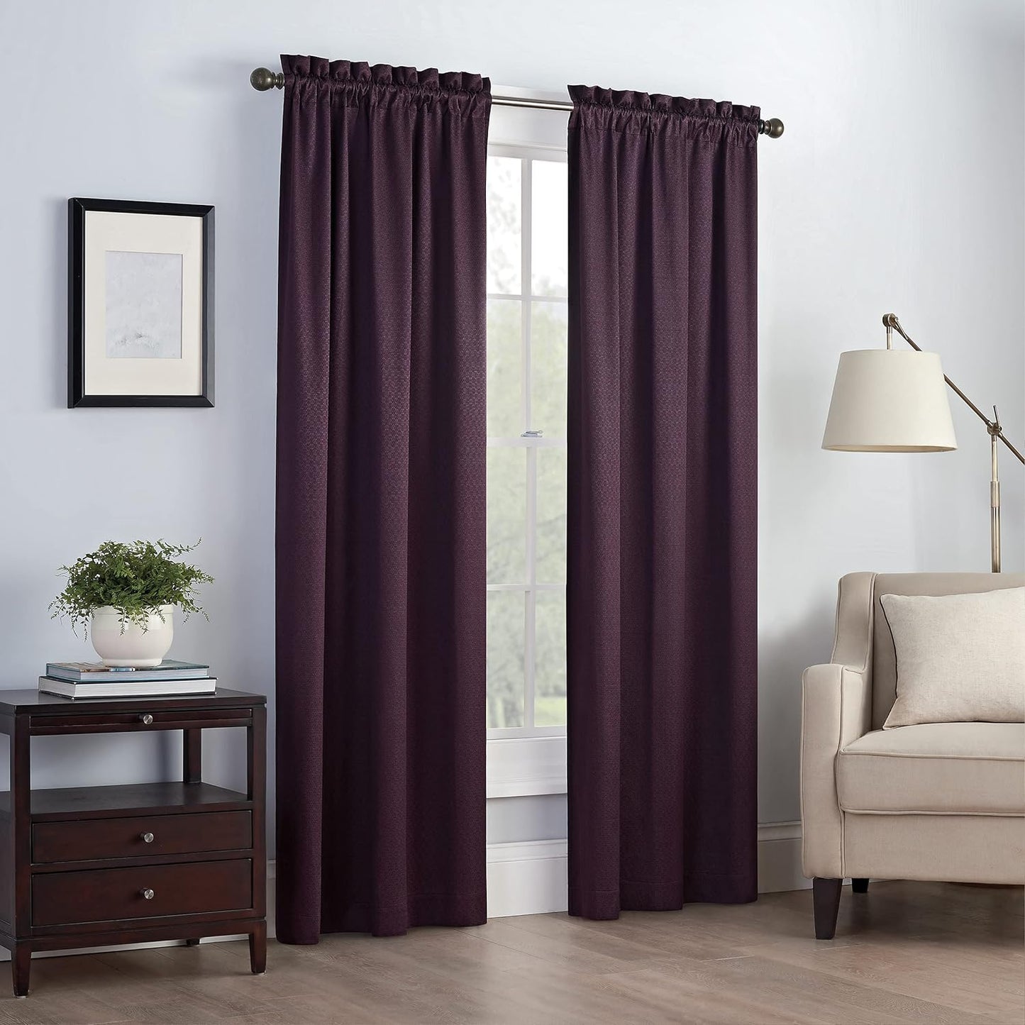Eclipse Canova Thermal Insulated Single Panel Rod Pocket Darkening Curtains for Living Room, 42 in X 63 In, CHARCOAL  Keeco LLC Plum 42 In X 95 In 