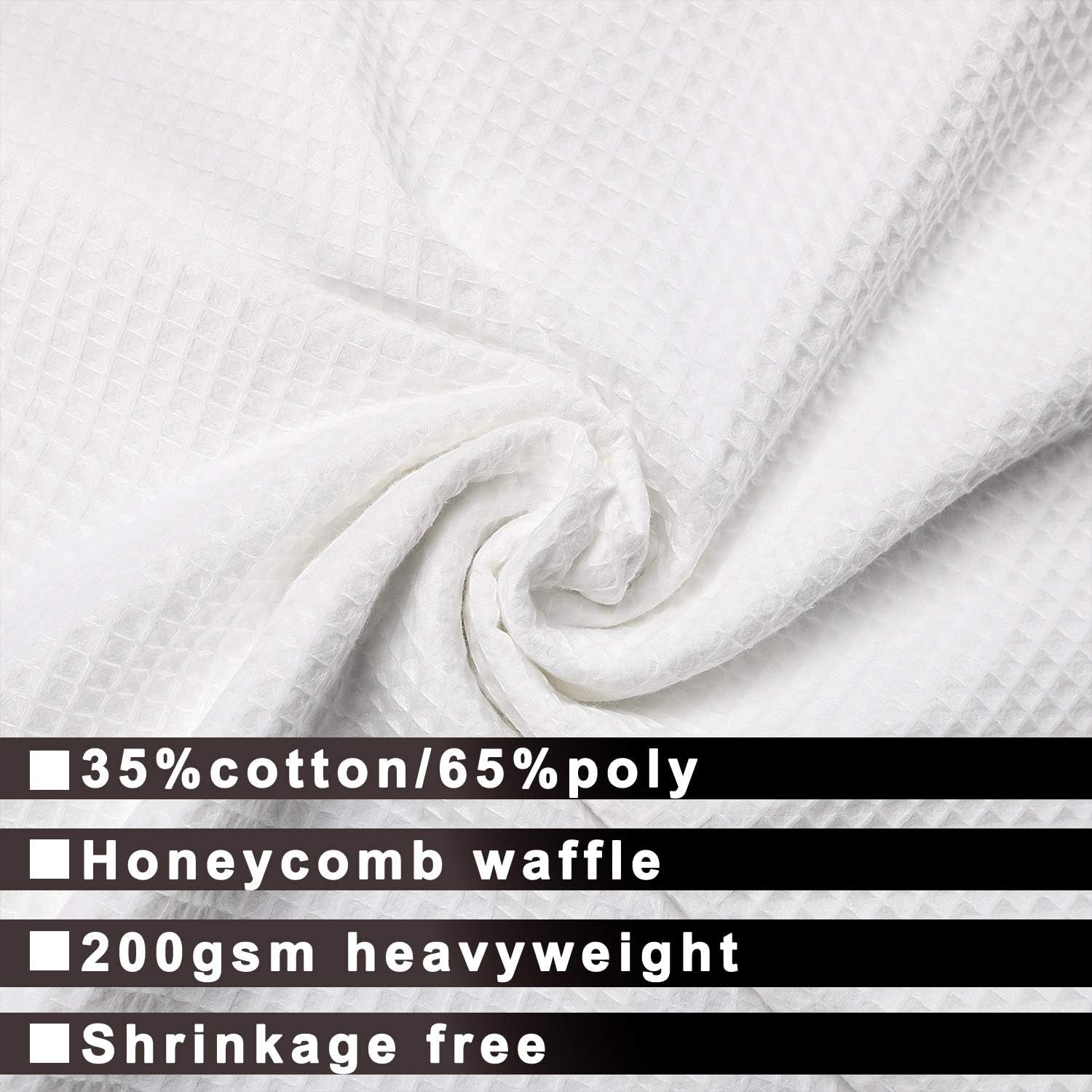 Hotel Style Cotton Shower Curtain with Snap-In Fabric Liner, Mesh Window Top, Honeycomb Waffle Weave Cotton Blend Fabric, Washable, White, 72X72 Inches