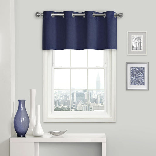 Eclipse Kingston Grommet Top Curtains for -Kitchen and Living Room, 52" X 18", Navy