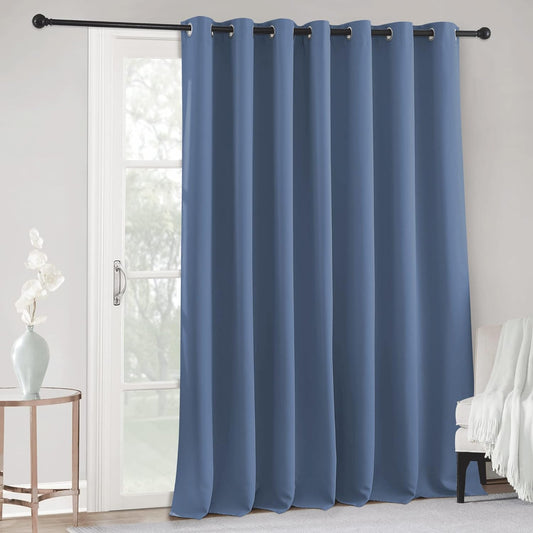 RYB HOME Blackout Patio Sliding Door Curtains - Thermal Insulated Stone Blue Backdrops for Parties Total Privacy Room Darkening Partition Curtains for Shared Room Office, W100 X L84 Inch, 1 Panel  RYB HOME   