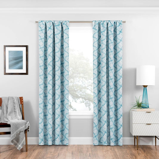 ECLIPSE Benchley Mid Century Modern Blackout Thermal Rod Pocket Window Curtains for Bedroom or Living Room (1 Panel), 37 in X 95 In, Teal  Keeco LLC   