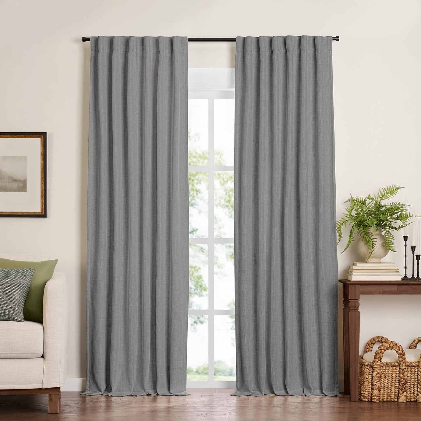 Elrene Home Fashions Harrow Solid Texture Blackout Single Window Curtain Panel, 52"X84", Natural  Elrene Home Fashions Dark Gray 52"X84" (1 Panel) 