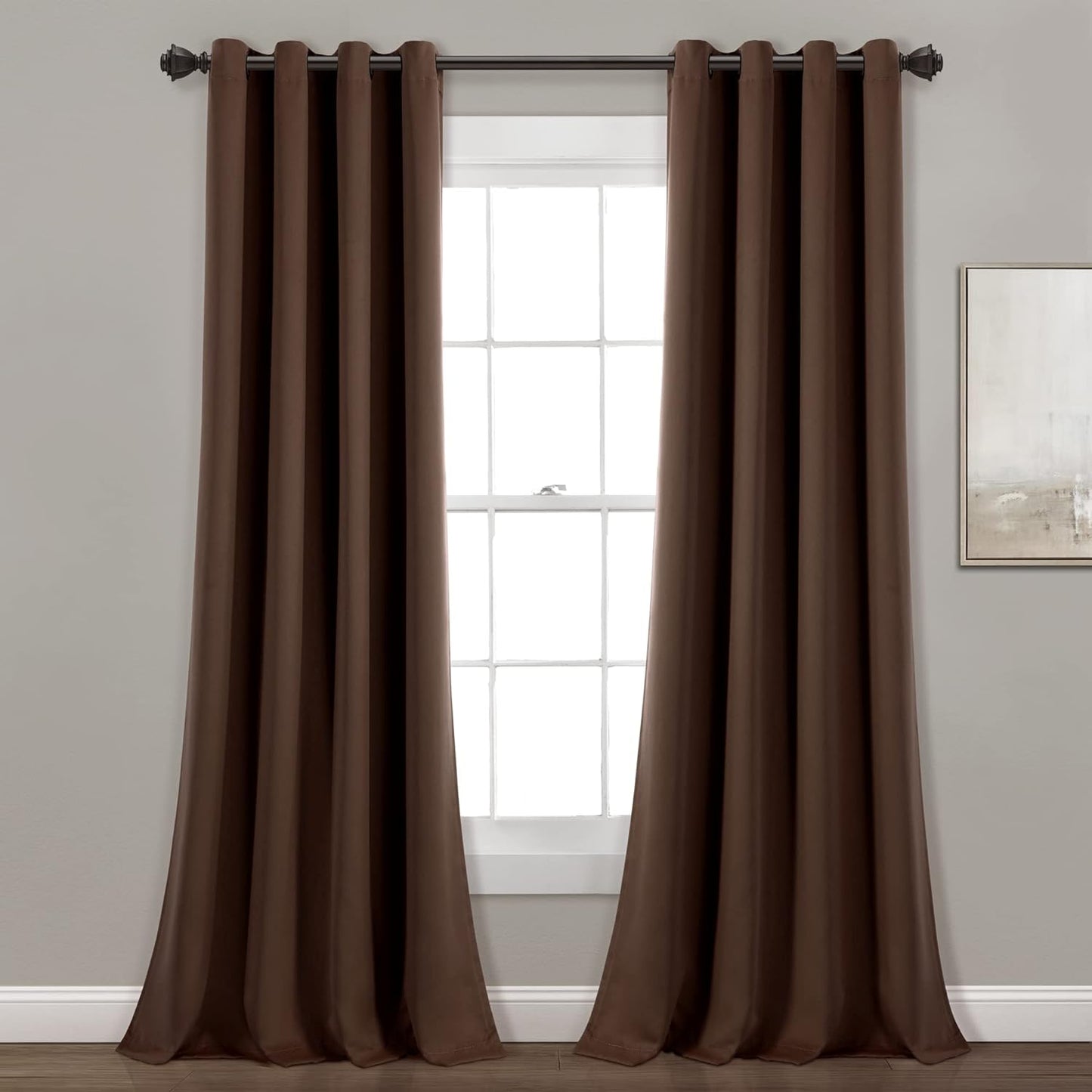 Lush Decor Insulated Grommet Blackout Window Curtain Panels, Pair, 52" W X 120" L, Wheat - Classic Modern Design - 120 Inch Curtains - Extra Long Curtains for Living Room, Bedroom, or Dining Room  Triangle Home Fashions Chocolate 52"W X 84"L 