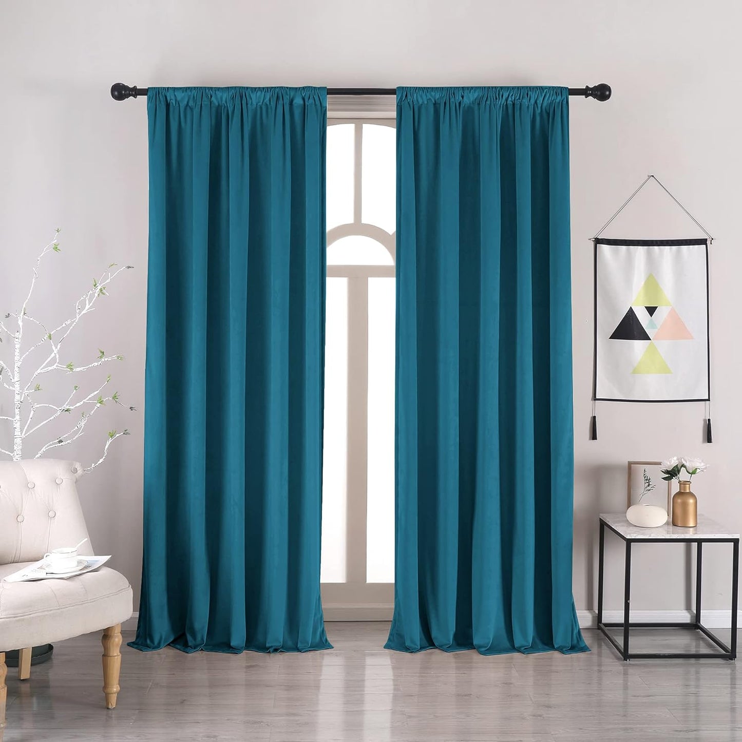 Nanbowang Green Velvet Curtains 63 Inches Long Dark Green Light Blocking Rod Pocket Window Curtain Panels Set of 2 Heat Insulated Curtains Thermal Curtain Panels for Bedroom  nanbowang Stoneblue 42"X84" 