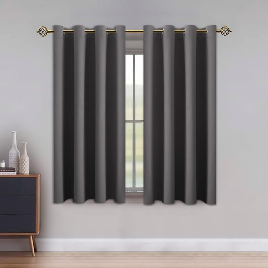 LUSHLEAF Blackout Curtains for Bedroom, Solid Thermal Insulated with Grommet Noise Reduction Window Drapes, Room Darkening Curtains for Living Room, 2 Panels, 52 X 63 Inch Grey  SHEEROOM Grey 52 X 54 Inch 