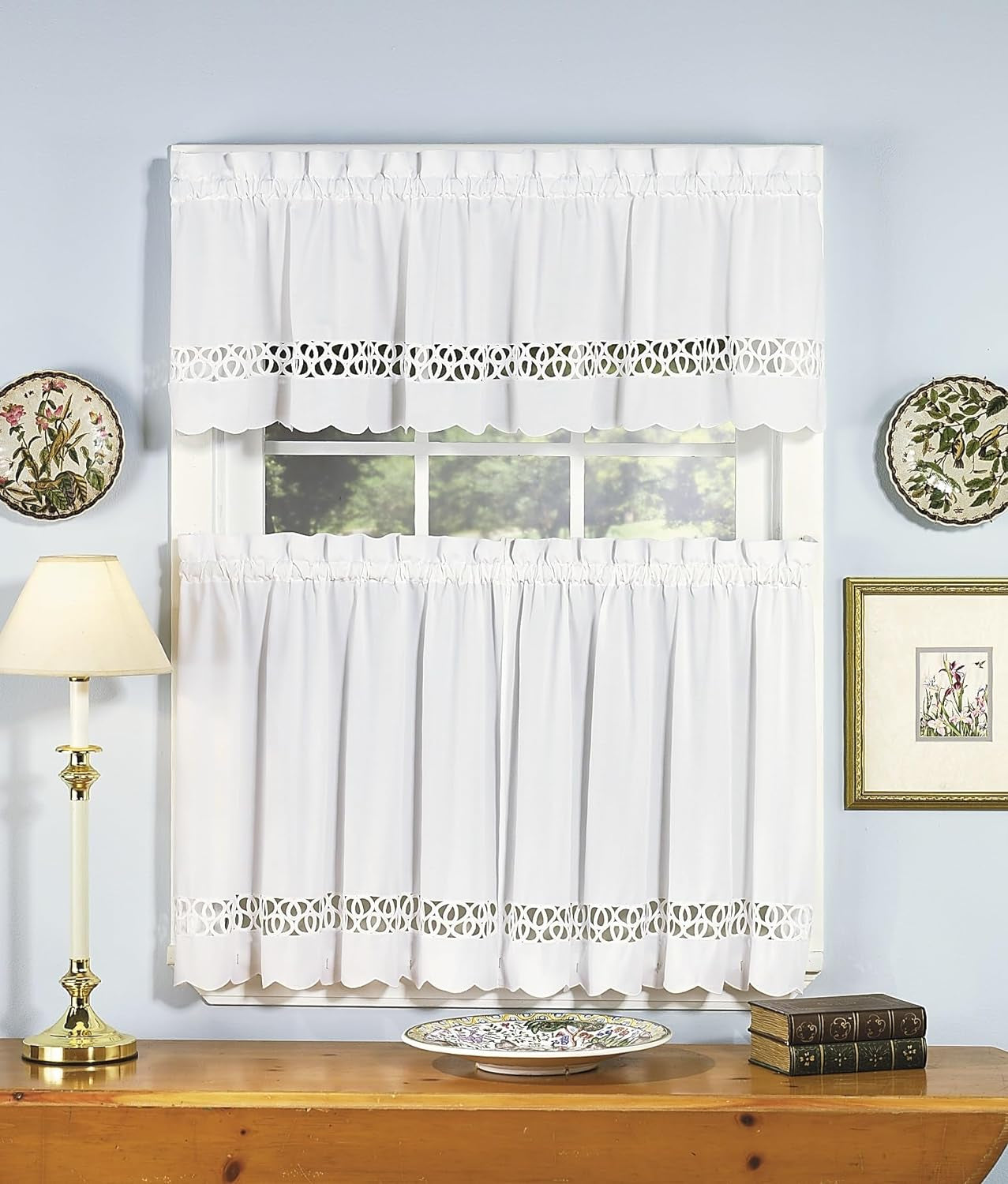 Today'S Curtain Hellina Tapework Window Swagger, 63-Inch, White - Hellina CA1800K  Today's Curtain White Valance 60"W X 14"L 