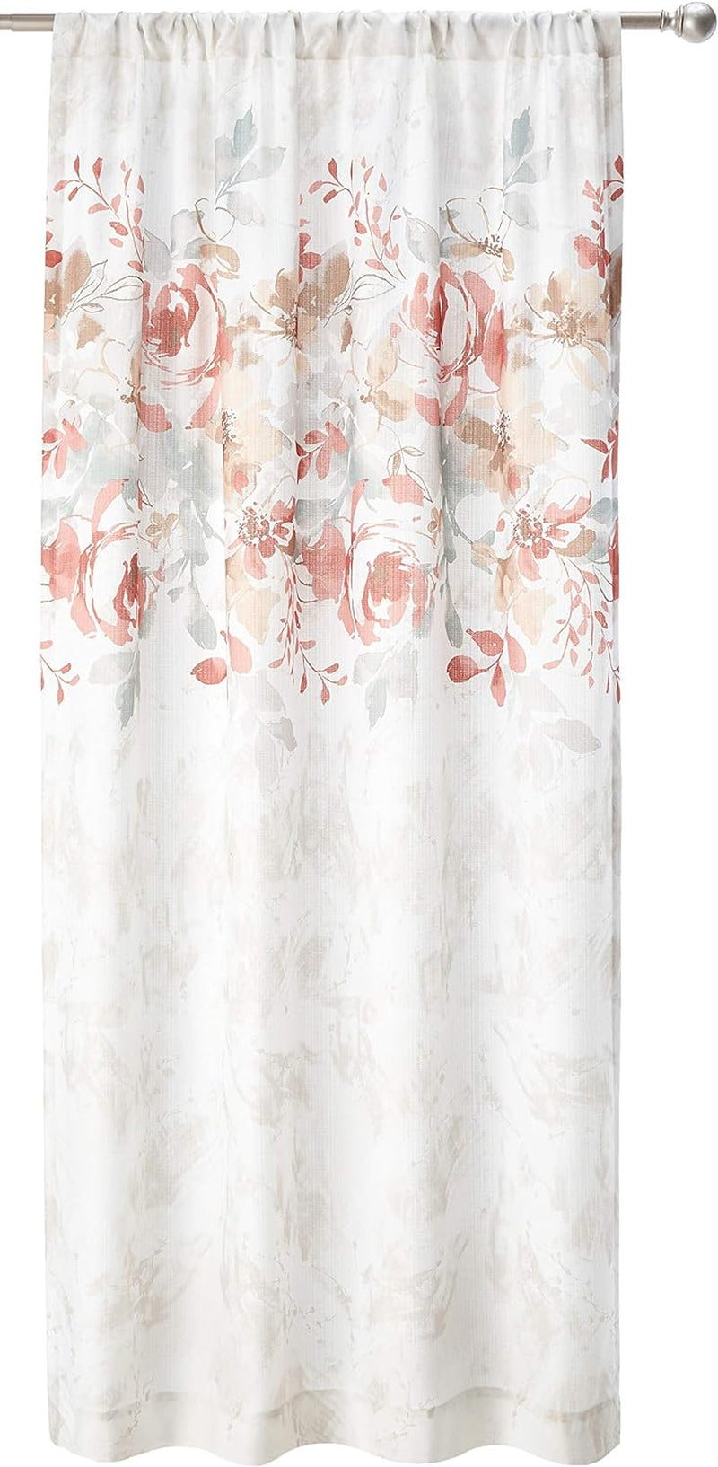 CHF Watercolor Floral Print Flip over Rod Pocket Single Curtain Panel, 84 In, Gold  CHF Industries Spice 84 In 