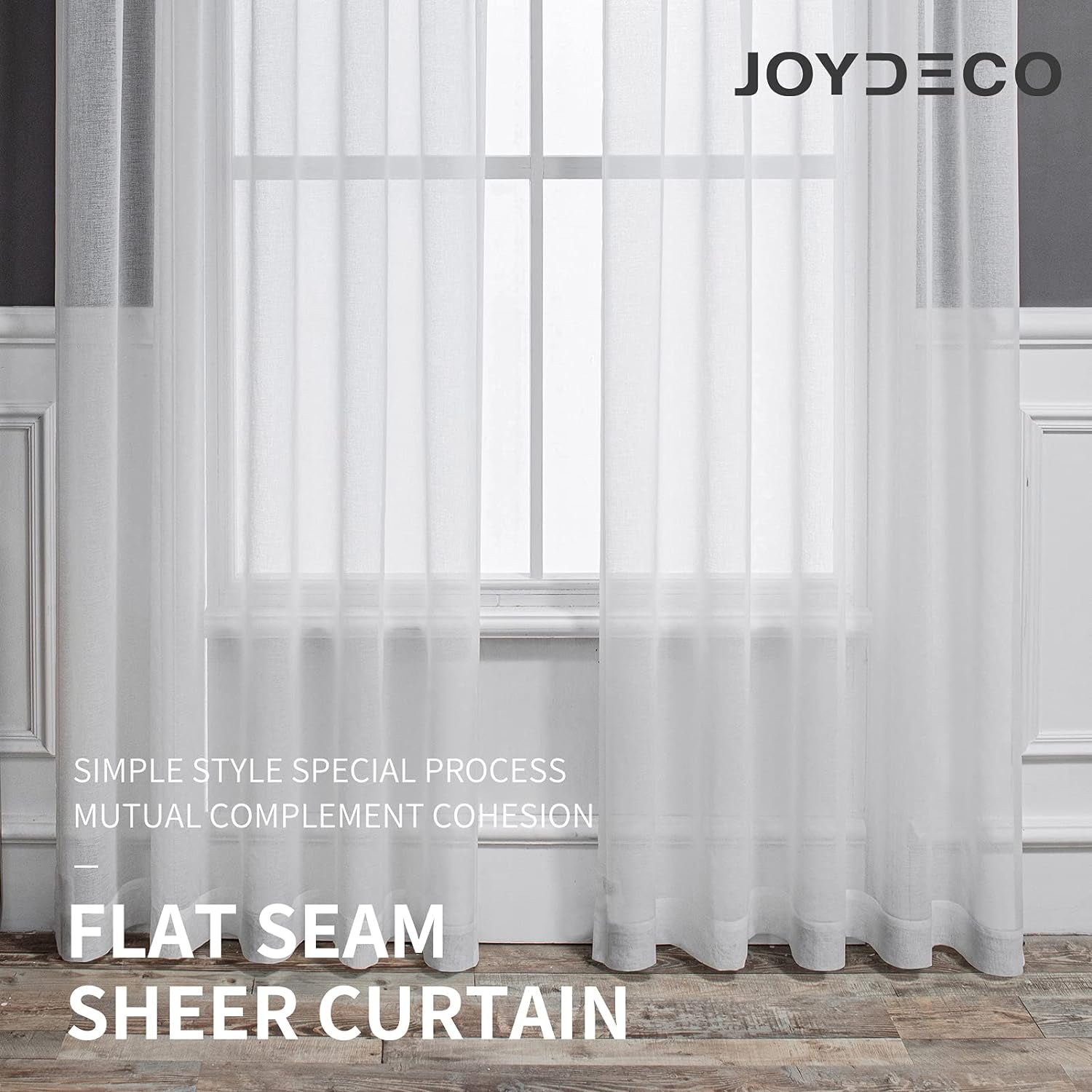Joydeco White Sheer Curtains 63 Inch Length 2 Panels Set, Rod Pocket Long Sheer Curtains for Window Bedroom Living Room, Lightweight Semi Drape Panels for Yard Patio (54X63 Inch, off White)  Joydeco   