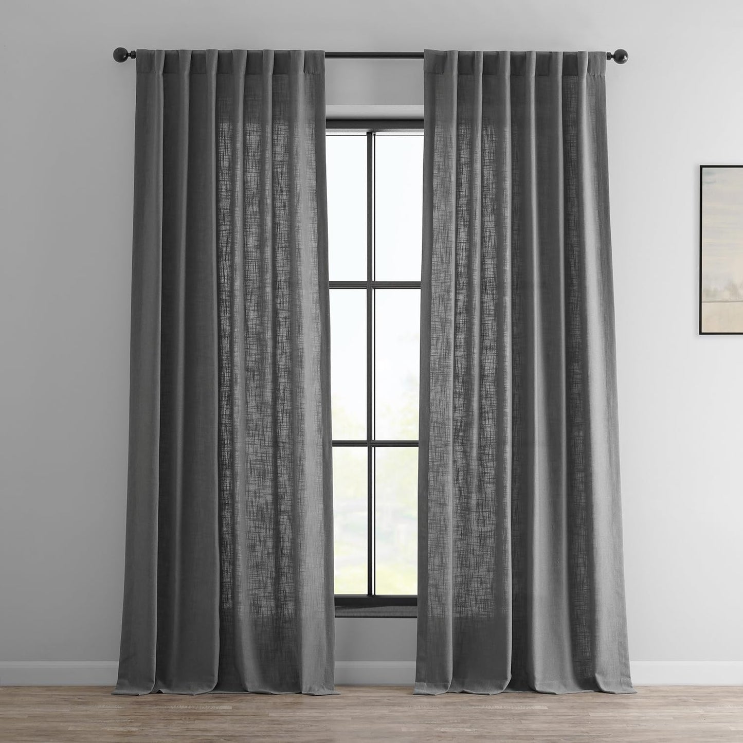 HPD Half Price Drapes Semi Sheer Faux Linen Curtains for Bedroom 96 Inches Long Light Filtering Living Room Window Curtain (1 Panel), 50W X 96L, Rice White  EFF Pewter Grey 50W X 120L 