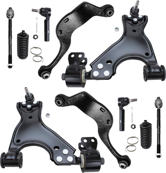 Detroit Axle - 10Pc Suspension Kit for Buick Enclave Chevy Traverse GMC Acadia Saturn Outlook Front Lower Control Arms W/Ball Joints Rear Upper Rearward Control Arms Inner Outer Tie Rods Replacement