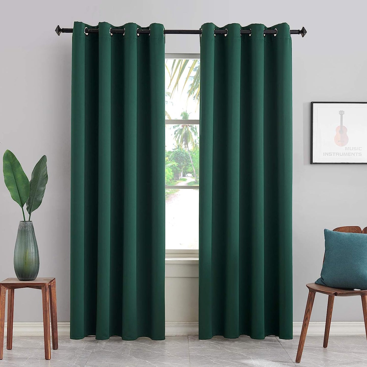 BERSWAY 99% Blackout Curtains & Drapes Panels 84 Inches Darkening Curtains - Thermal Insulated Curtain for Bedroom-Red 84 Inches Long Grommet Window Curtain 2 Panels Set,W 52" X L 84"  BERSWAY Dark Green 52"Wx63"L 