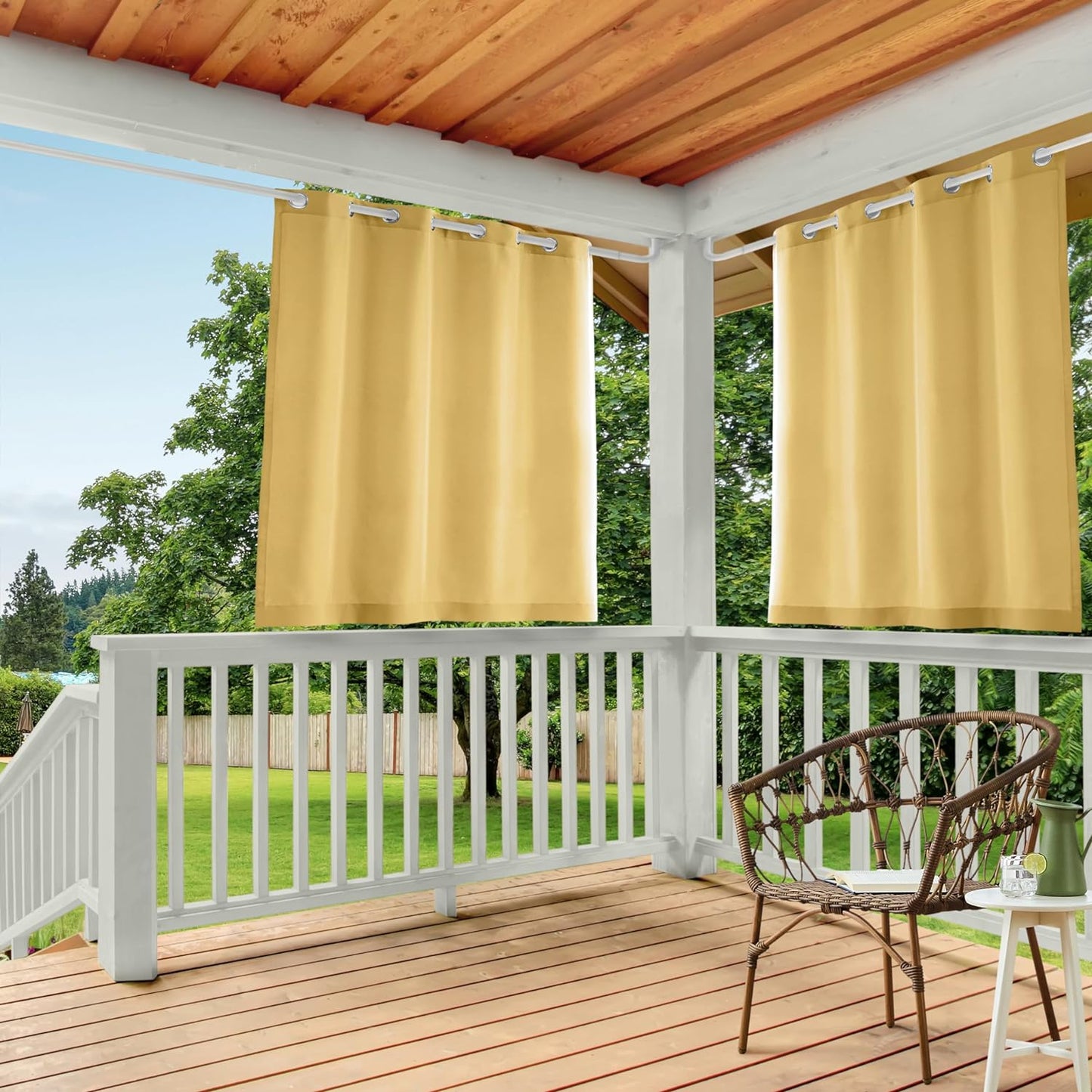Exclusive Home Cabana Solid Indoor/Outdoor Light Filtering Grommet Top Curtain Panel, 54"X84", Natural, Set of 2  Exclusive Home Curtains Sundress Yellow 54X63 