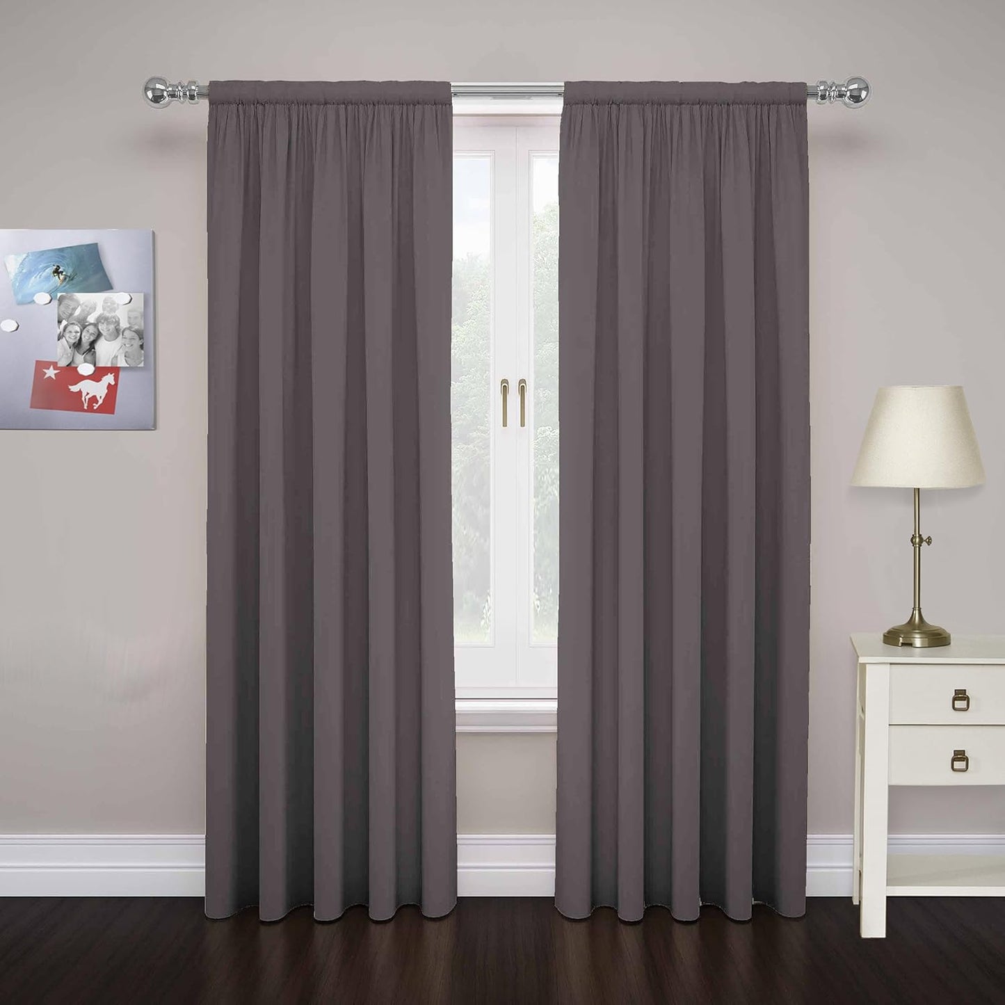 Pairs to Go Cadenza Modern Decorative Rod Pocket Window Curtains for Living Room (2 Panels), 40 in X 84 In, Teal  Keeco LLC Smoke 40 In X 84 In 
