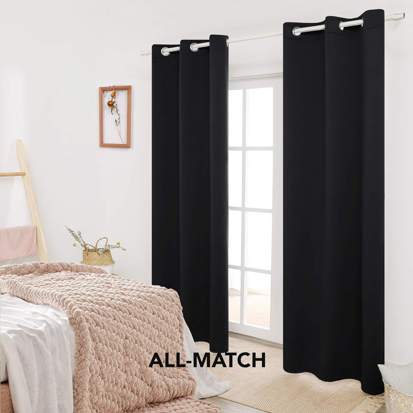 Deconovo 100% Blackout Curtains Room Darkening Thermal Insulated Blackout Grommet Window Curtain for Living Room,Black,42X120-Inch,1 Panel  Deconovo   