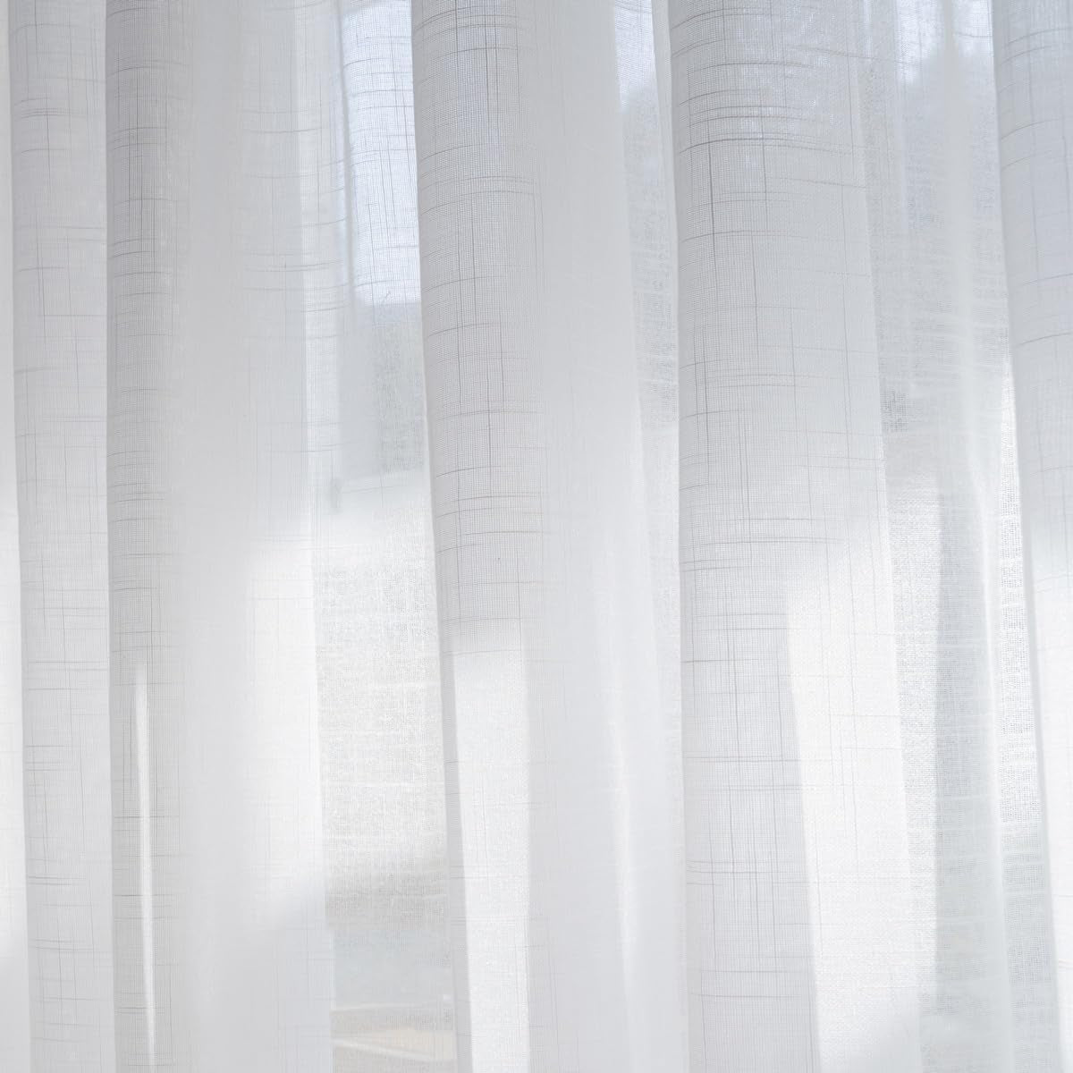Lopacka Cream White Linen like Triple Pinch Pleated French Pleats 84 Length Sheer Curtains Window Treatment Voile Drapes Living Room Kitchen (Cream White, 42W X 84L (2 Panels))  SL   