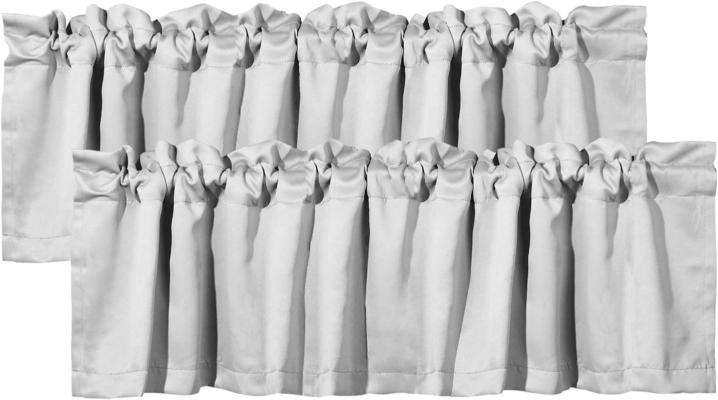 2 Panels Curtain Valances for Windows,52In X18In Blackout Window Treatment Valances,Decorative Valances with 1.9In Rod Pockets,Brown Flower  Athootita Valances-Dove Gray  