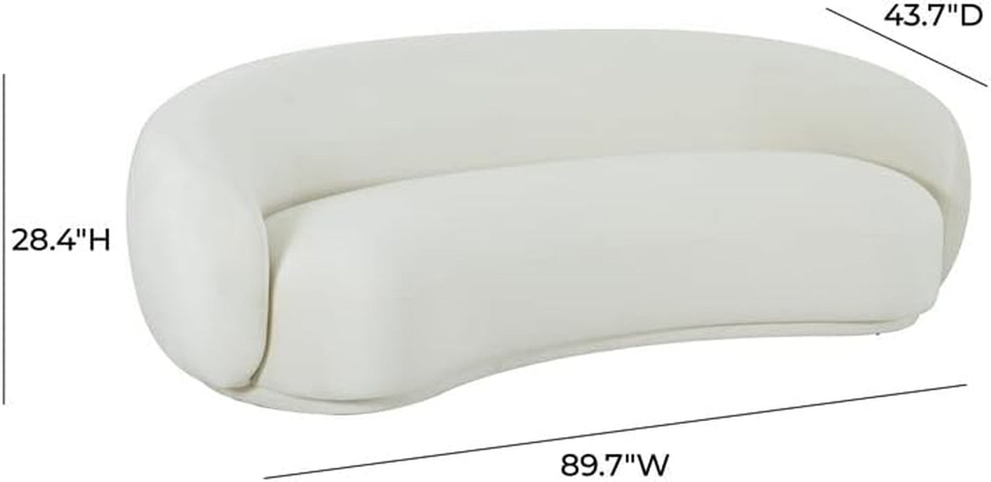 MAKLAINE 28.4" H Modern Velvet Upholstered/Wood Sofa in Cream