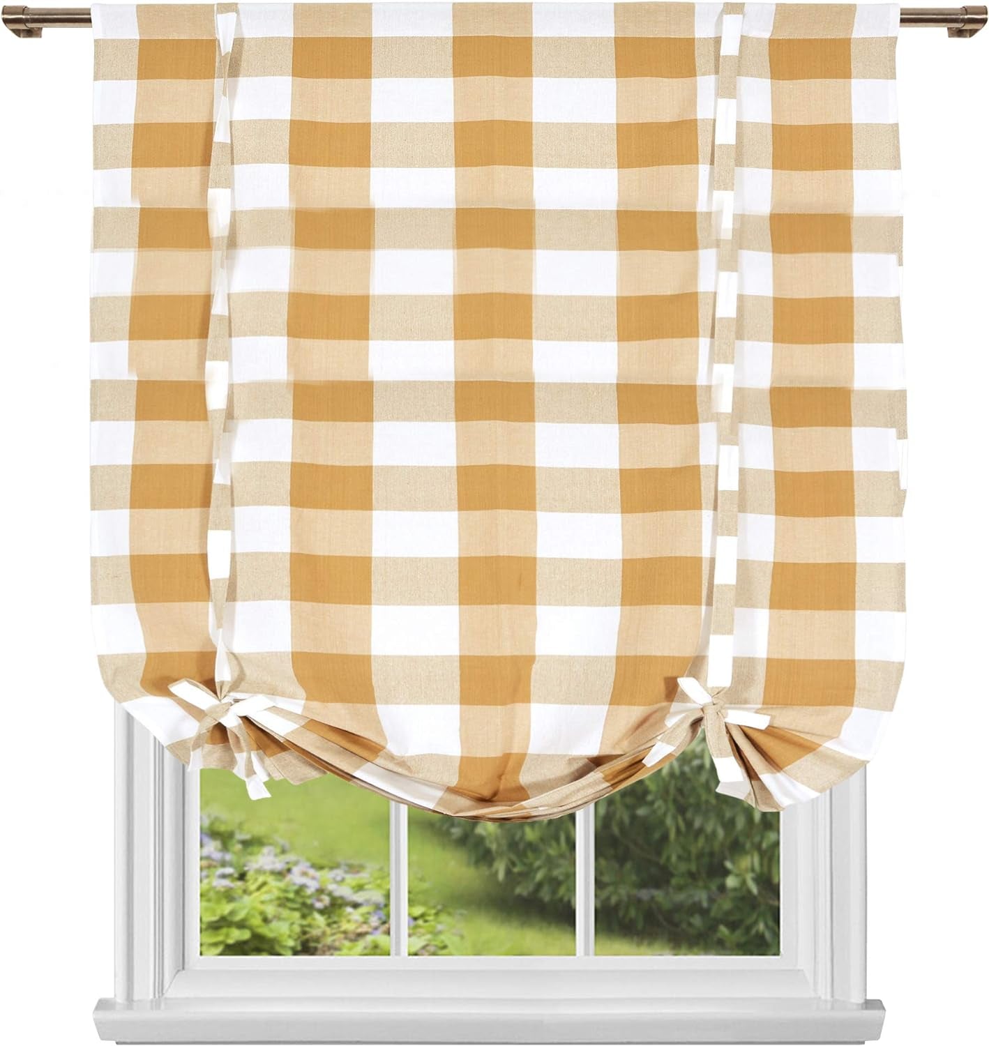 Blackout 365 Aaron Checkered Set Buffalo Plaid Blackout Bedroom-Insulated and Energy Efficient Rod Pocket Window Curtains for Living Room, 37 in X 84 in (W X L), Grey  Blackout 365 Mocha 42 In X 63 In (W X L) 