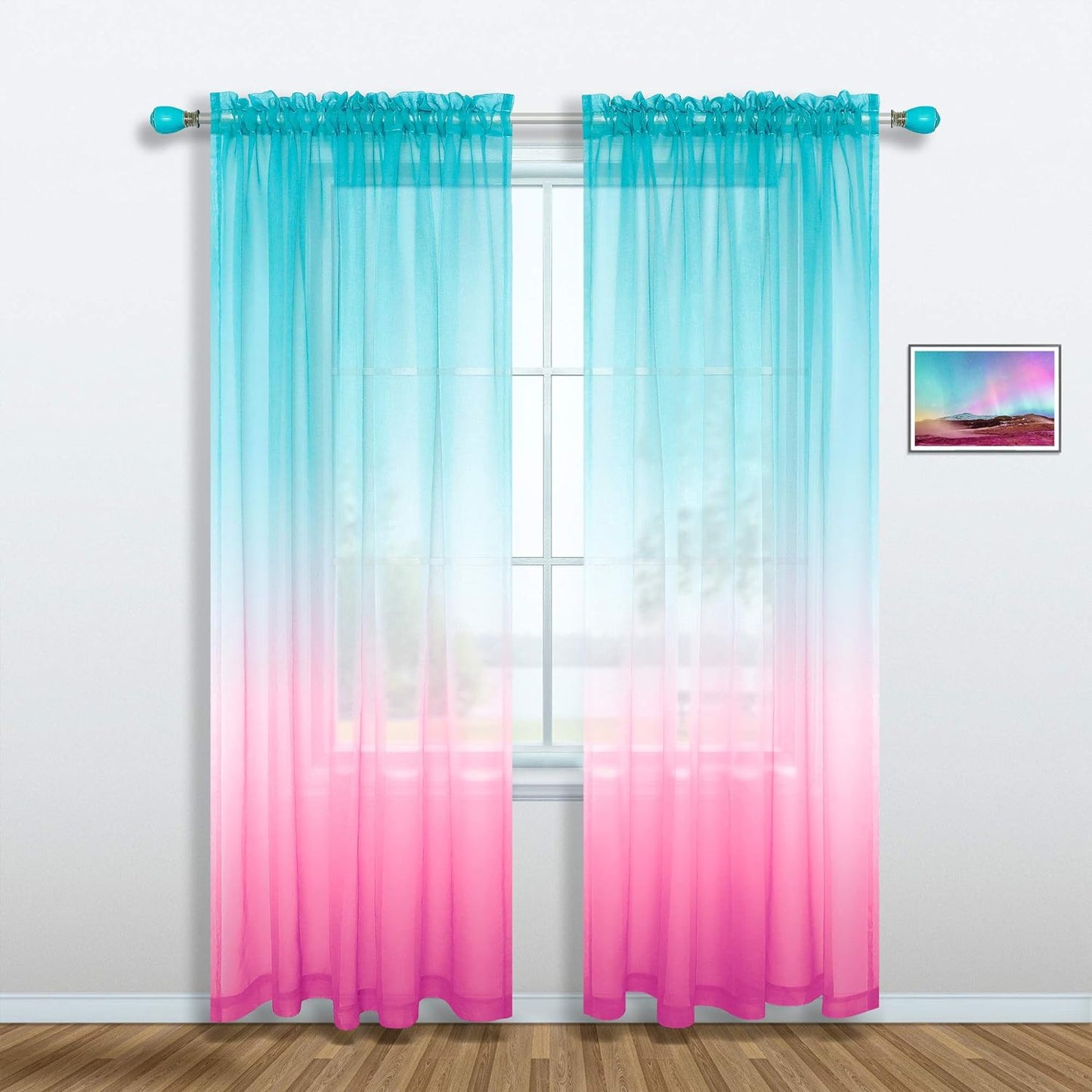 Pink and Purple Curtains for Girls Bedroom Decor Set 1 Single Panel Pocket Window Voile Pastel Sheer Ombre Rainbow Curtain for Kid Room Decoration Teen Princess 63 Inch Length Gradient Lilac Lavender  MRS.NATURALL TEXTILE Green And Pink 52X84 