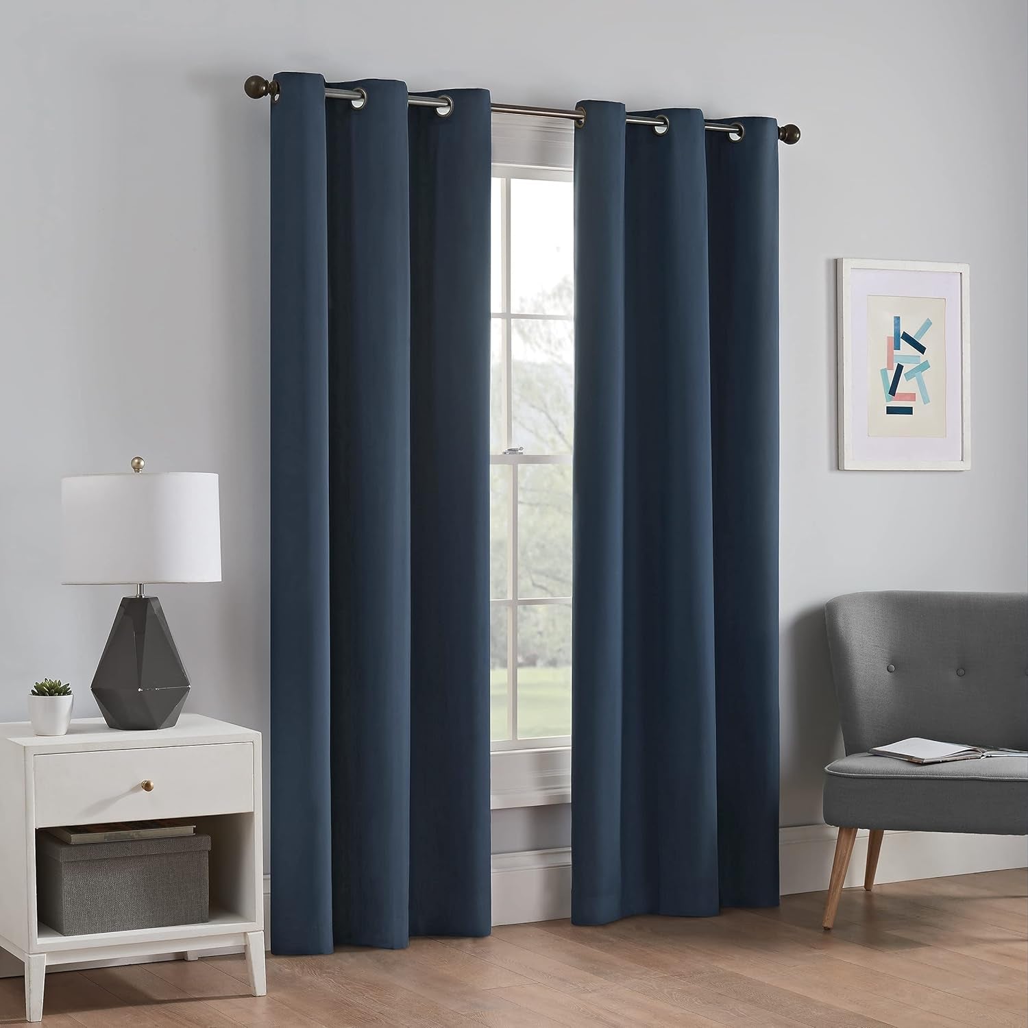 Eclipse Microfiber Total Privacy Blackout Thermal Grommet Window Curtain for Bedroom (1 Panel), 42 in X 63 In, Black  Keeco LLC   