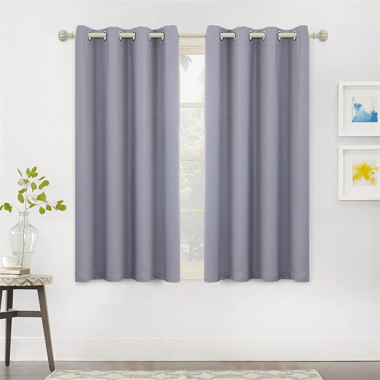 MYSKY HOME Black Curtains for Bedroom 90 Inch Long Blackout Curtains for Living Room 2 Panels Thermal Insulated Grommet Room Darkening Curtains Privacy Protect Window Drapes, 52 X 90 Inches, Black  MYSKY HOME Grey 52W X 63L 